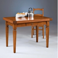Picture Mesa italiana rectangular de madera maciza, extensible con cajón - Zanini