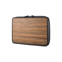 Picture Exclusive 13'' laptop bag made of black cowhide and natural Amazaque wood