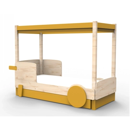 Picture Montessori car/house bed with roof and pull-out bed with the possibility of expanding the set - Mathy by Bols