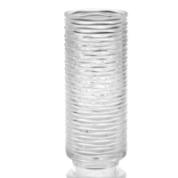 Picture Precioso jarrón de cristal tallado a mano con un patrón de ondas mate y transparente - Il Paralume Marina