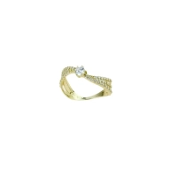 Picture Elegante anillo solitario ondulado de oro