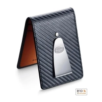 Bild Elegante Insignia-Geldbörse aus orangefarbenem Leder und Kohlefaser – Dalvey
