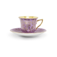 Picture Porcelain Windsor coffee cup and saucer in purple decorated with a gold floral motif – Leander