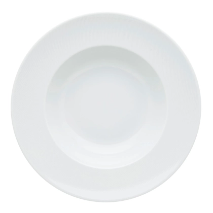 Zdjęcie Porcelanowy mały talerz na makaron Spirit White z rantem z zakrzywionymi płynącymi liniami - Vista Alegre