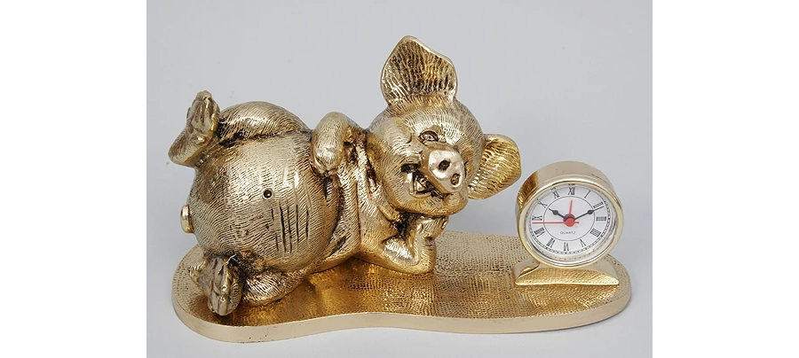 picture 1 Piggy - bronze clock