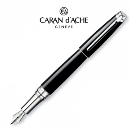 Zdjęcie Eleganckie pióro wieczne EBONY BLACK - platerowane srebrem/rodowane