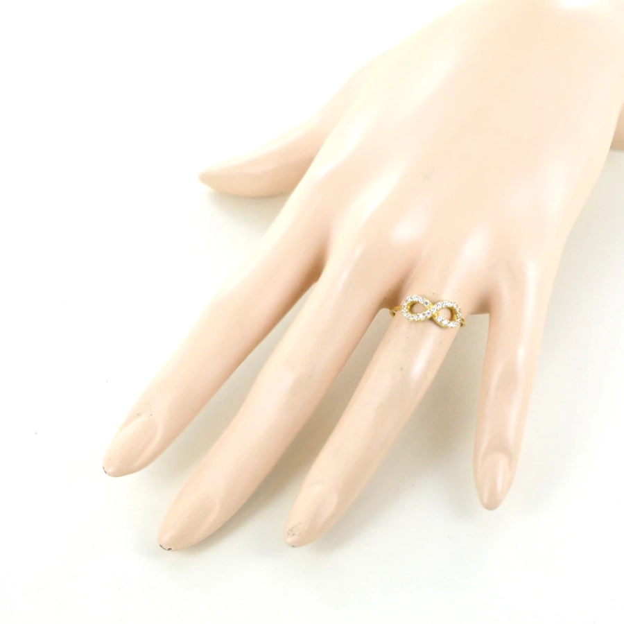 picture 2 Gold ring with openwork infinity and white zircons