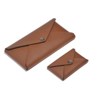 Picture Set of two pen cases and business card holders made of regenerated leather