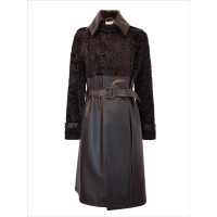 Picture Luxurious coat made of leather and karakul fur - Toschi