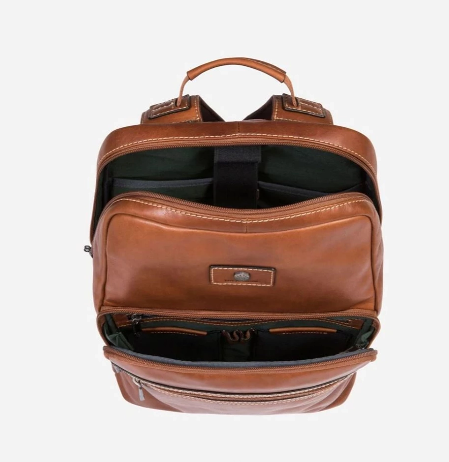 picture 2 Compact brown leather laptop backpack
