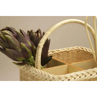 Picture Natural wicker cutlery basket with curved handle