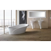 Picture A unique bathtub for the bathroom with a swirling oval shape and a slightly asymmetrical edge
