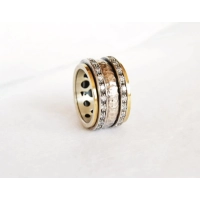 Picture Lujoso anillo de bodas de plata y oro hecho a mano