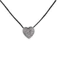 Picture Black fabric necklace with a heart-shaped diamond pendant