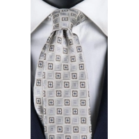 Picture A simple, gray tie decorated with a square pattern