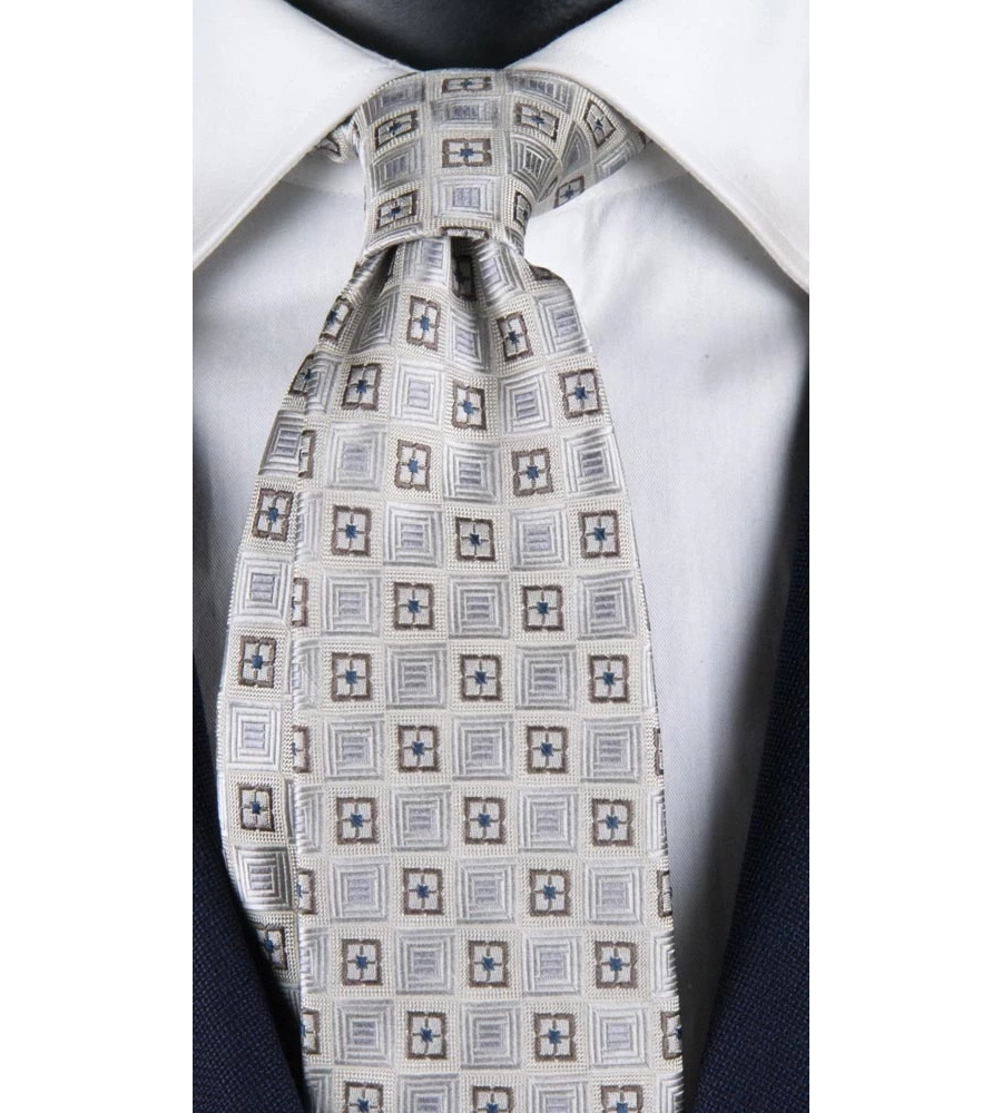 picture 1 A simple, gray tie decorated with a square pattern