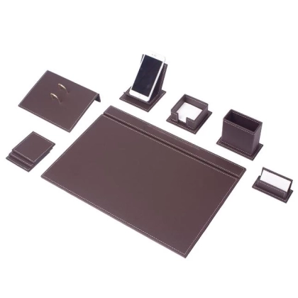 Picture Stylish leather desk set with 9 elements - perfect for the office