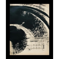 Picture Negro nº 28. Acrílico sobre partituras antiguas de archivo, 34 x 27 cm