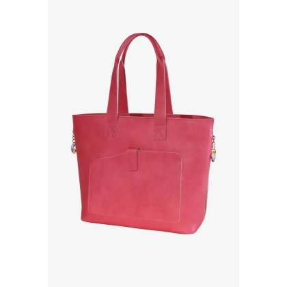 Zdjęcie Designerska różowa torba shopper z włoskiej skóry - Terrida