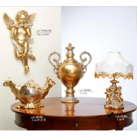 Zdjęcie Stylowa lampa 2 aniołki z pomarańczowym, perłowym abażurem - Valle d'oro Patchi
