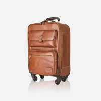 Picture Stylish brown cabin suitcase on wheels