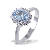 Picture A unique Rosetta ring with oval aquamarine and diamonds