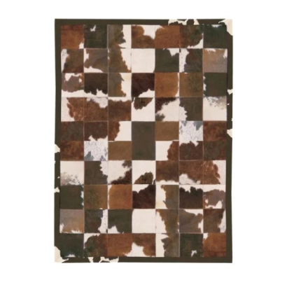Picture Brown cowhide patchwork rug