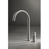 Picture A beautiful two-hole countertop faucet with a high round spout for the bathroom