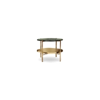 Picture Stylish round table in polished brass and green Guatemalan marble
