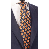 Picture Elegant navy blue tie with bright orange ties