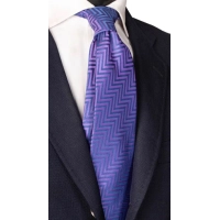 Picture Purple and blue silk tie with a herringbone pattern
