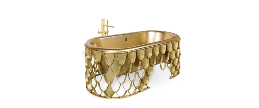 picture 3 Luxurious brass bathtub with a scale-like pattern