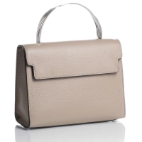 Picture Beige flap bag in leather and silver – Pampaloni