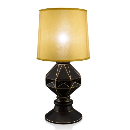 Zdjęcie Sześciokątna ceramiczna lampa stołowa zdobiona złotem – Ahura