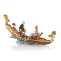 Zdjęcie Stylowa figura ceramiczna w stylu barokowym mężczyzny i damy na weneckiej gondoli - Ceramiche ML
