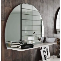 Picture Transparent crystal mirror with white lacquered wooden shelf