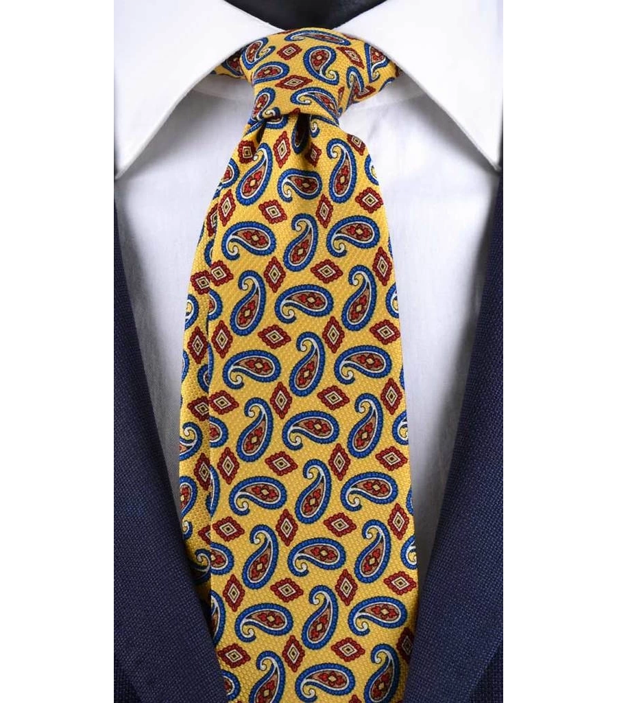 picture 1 Yellow tie with red and blue print