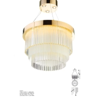 Picture Lámpara de araña LED con aro de metal y colgantes de cristal de Murano bicolor - Il Paralume Marina