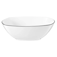 Picture Cuenco cuadrado grande de porcelana de 24,5 cm con decoración en el borde negro - Seltmann Weiden