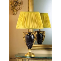 Picture Elegante lámpara de mesa en bronce dorado y mármol