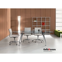 Picture Italian round glass desk with metal legs for the office