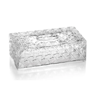 Picture Italian crystal tissue holder in hand-cut crystal with a diamond pattern - Il Paralume Marina