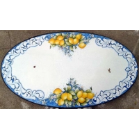 Picture Elite garden countertop made of volcanic lava decorated with a citrus motif - Ceramiche Valchida