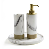 Picture Modern bathroom set - toothbrush cup, soap dispenser and bathroom tray - 3SC