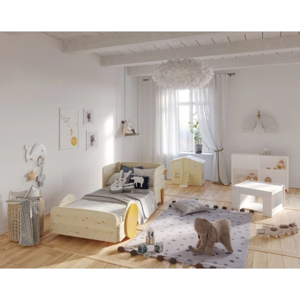 Picture Car bed for a boy made of solid wood with an additional pull-out bedding container/bed - Mathy by Bols