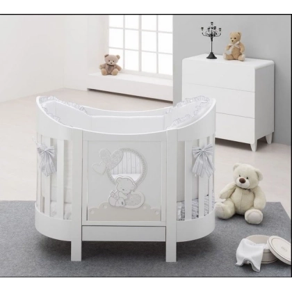 Zdjęcie Włoskie białe owalne łóżeczko - Italbaby
