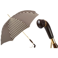 Bild Klassisch-eleganter Damenschirm mit schwarz-weißen Streifen – Pasotti