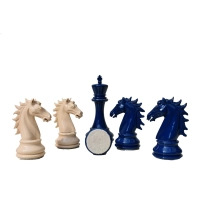 Picture Piezas de ajedrez lacadas en blanco perla y azul - The Chess Empire