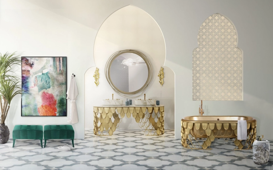 picture 7 Luxurious brass bathtub with a scale-like pattern