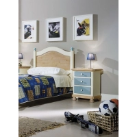 Picture Mesita de noche con 3 cajones lacada acabado azul claro para habitación infantil - Zanini